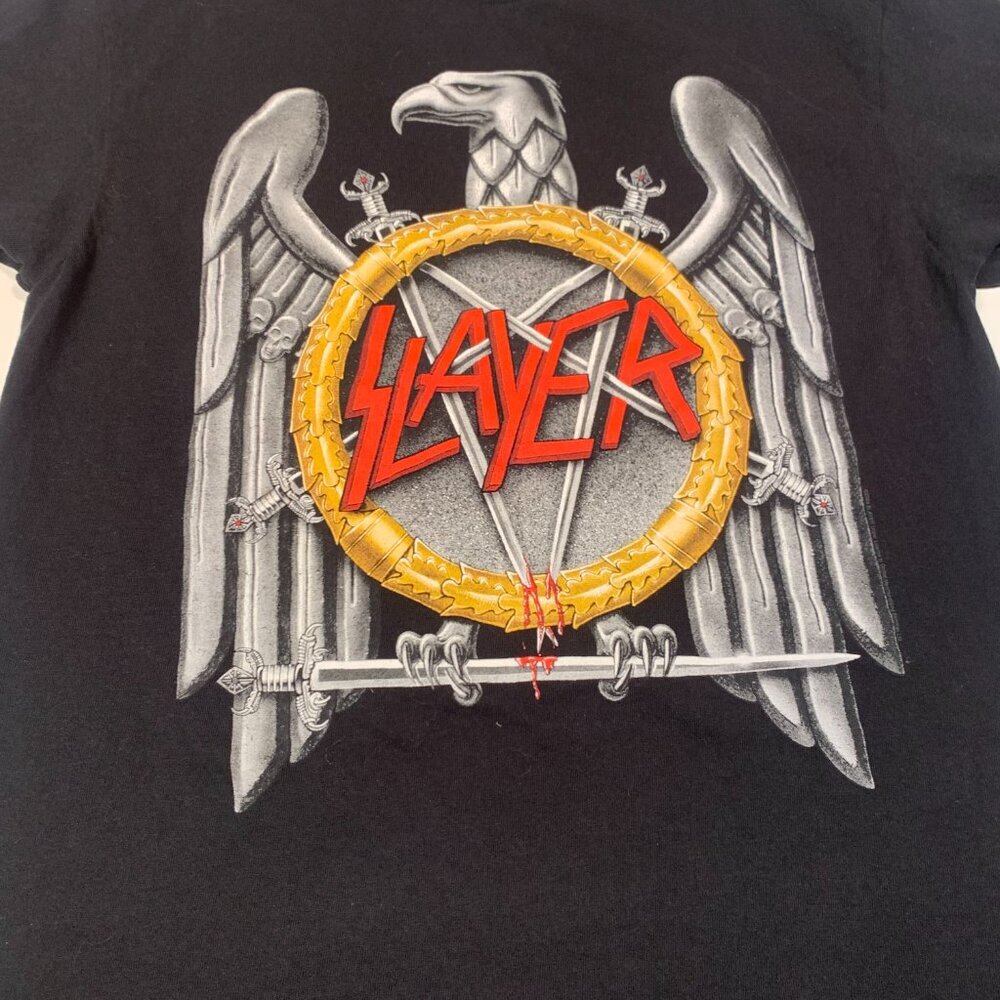 Slayer Band T Shirt Medium Black Graphic Metal Rock Tee Eagle Logo Licensed - Picture 3 of 8
